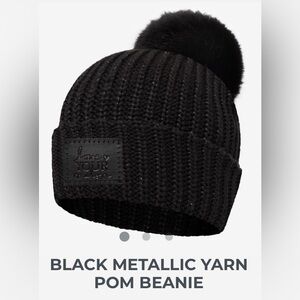 Love Your Melon Black Metallic Yarn Pom Beanie